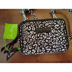 Vera Bradley On the Square Wristlet Crossbody Bag, Camocat Black White NWT